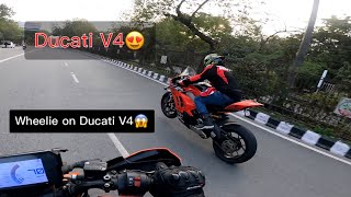 DUCATI V4  Fastest Track Bike in The World  Wheelie On Ducati V4  ktm ducati wheelie v4 [upl. by Hooke]