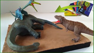 TYRANNOSAURUS VS QUETZALCOATLUS WITH CLAYPLASTILINA Prehistoric Planet [upl. by Kettie75]