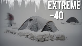 Extreme  35° Solo Camping 4 Days  Snowstorm Tent Inside Tent Winter Camping HOT TENT [upl. by Bartlet]