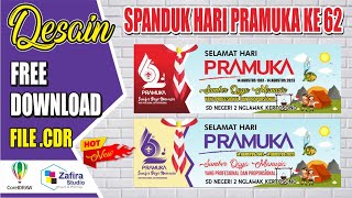 DESAIN BANNER  SPANDUK PERINGATAN HARI PRAMUKA KE 62 2023 FREE CDR [upl. by Hamilah42]