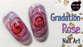 Gradation Rose Nail Art Flower Gel nails Tutorial [upl. by Rodmur363]