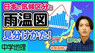 【雨温図】日本の気候区分の特徴を知って雨温図を読み取れるようにしよう！【中学社会】 [upl. by Allevon883]