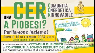 Comunità Energetica Rinnovabile a Piobesi Torinese [upl. by Iamhaj]