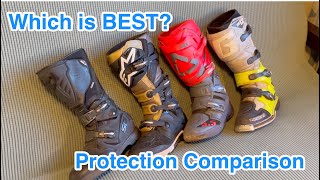 Motocross boot protection comparison  Gaerne SG12 vs AlpineStars Tech 7 vs Leatt 55 vs Sidi Adv 2 [upl. by Godfry779]