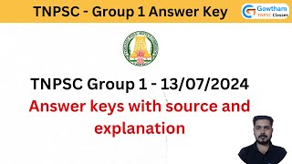 TNPSC Group 1 Prelims Answer key  Source  Explanations [upl. by Sculley]