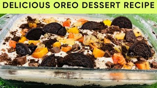 Oreo Dessert Recipe  Oreo No Bake Dessert  Oreo Delight Recipe  Oreo Pudding  Eggless Dessert [upl. by Onitsirc]