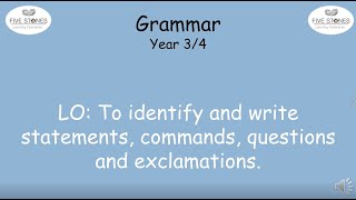 Grammar questions statements commands and exclamations [upl. by Aihsiyt486]