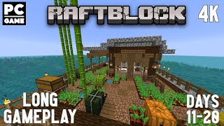 Minecraft Long Gameplay RaftBlock 100 Days  Days 11  20  No Commentary Building a Starter House [upl. by Neoma]