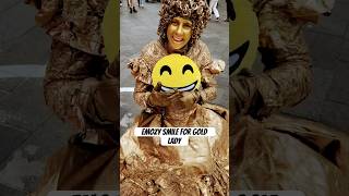 Emoji smile for Golden Lady London emoji trending busking cosplay goldlady golddresses shorts [upl. by Ak302]