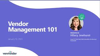 Vendor Management 101 Webinar [upl. by Franci]