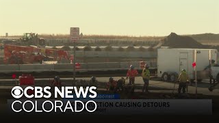 Construction of new diverging diamond interchange prompts closures near Denver International Airport [upl. by Stoeber]