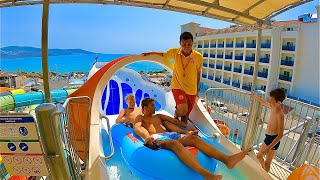 Very High Boomerang Water Slide at Maxeria Blue Didyma Hotel [upl. by Otrebmuh971]