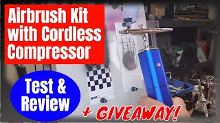 Airbrush Kit with Cordless Compressor  Test and Review [upl. by Daffodil]