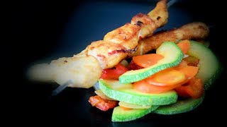 Thai Style Spicy Barbecued Chicken Skewers With Mixed Vegetables [upl. by Zap190]