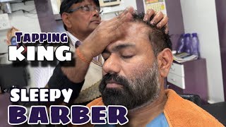 Head massage with tapping to reduce tiredness  stress n Insomnia by Indian barber Sarwan [upl. by Cortney]