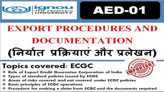 AED01 Export Credit Guarantee Corporation ECGC of India  Role of ECGC ECGC policies [upl. by Oinotnas848]