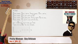 🎻 Pretty Woman  Roy Orbison Bass Backing Track with chords and lyrics [upl. by Oliva]