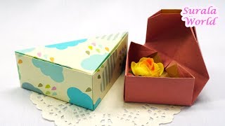 Gift Box DIY Gift wrapping  Triangular Box Origami  How to make a Paper Box [upl. by Button]