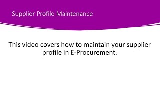 Supplier Profile Maintenance  King County EProcurement 102924 [upl. by Pontias]