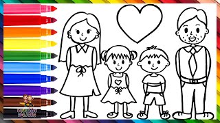 Dibuja y Colorea Una Familia 👩👨👧👦❤️ Padres E Hijos 👨‍👩‍👧‍👧🌈 Dibujos Para Niños [upl. by Neural838]