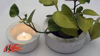 DIY How to make Cement Planter  candle holder  Ashtray  JK Arts 104 [upl. by Eisnil803]