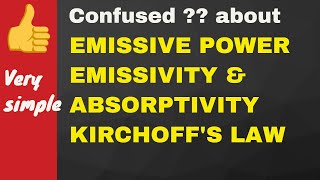 RADIATION 04  Emissive power and Emissivity Absorptive power Kirchhoffs law of thermal radiation [upl. by Mikeb]