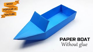 How to Make Paper Boat  Origami Boat  Paper Boat Folding  Easy Paper Crafts Without Glue [upl. by Lalib182]