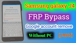 Samsung galaxy J4J400f frp bypassLock remove Google account unlock [upl. by Iuq349]