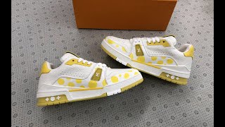 Yayoi Kusama X Louis Vuitton Trainer White Yellow Review [upl. by Nida]