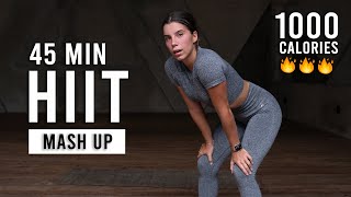 Burn 1000 Calories with this 45 MIN CARDIO HIIT Workout Full Body No Equipment No Repeats [upl. by Delija301]