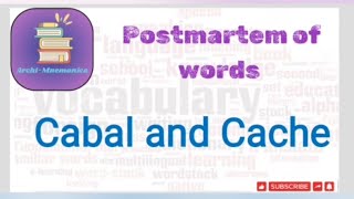 Avoid Cabal move out of Cache and work hard mnemonics07 english exam vocabulary school [upl. by Aniluap285]