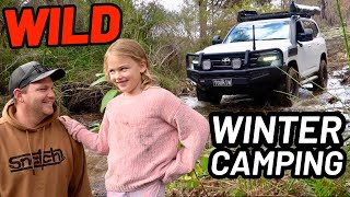 GREASY 4WD TRACK TO EPIC WATERFALL CAMP  A Dad amp Daughter WINTER ADVENTURE [upl. by Reinhold]