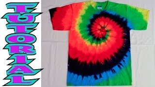 How to Tie Dye a Rainbow Spiral or swirl shirt Full Tutorial 9 [upl. by Ttehr513]