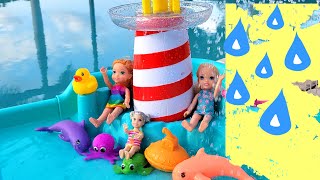 Water Park  Elsa amp Anna toddlers and friends  splash beach  water slide  Barbie dolls [upl. by Ioj]