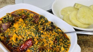 Cook with Me How To Make A Delicious And Tasty Spinach Sauce Ghanaian Palava Sauce  Egusi Soup [upl. by Oguh]