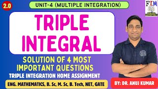 TRIPLE INTEGRATION  TRIPLE INTEGRAL ENGINEERING MATHEMATICS  TRIPLE INTEGRAL IMPORATANT EXAMPLES [upl. by Dric958]