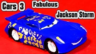 Pixar Cars 3 Custom Fabulous Jackson Storm Demolition Derby Crazy 8 Race Car with Primer McQueen [upl. by Jerusalem]