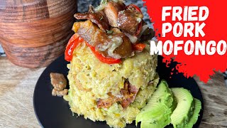 Mofongo con Carne Frita y Chicharron  Mofongo with Fried Pork  Cooking with Abigail [upl. by Tongue]