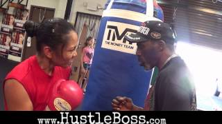 Ana Julaton training with Roger Mayweather in Las Vegas ahead of fight with Perla Hernandez [upl. by Aryad]