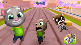 TALKING TOM GOLD RUN 2  ROY RACCOON vs TOM 2 RUN AT VOLCANO ERUPTION VILLAGE FULL SCREEN GAMEPLAY [upl. by Berck860]