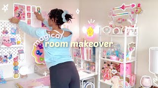 Extreme room makeover 🌷 magical girl aesthetic🌟  new bed  desk diys amp pastel pinterest vibes 🪺 [upl. by Janeta]