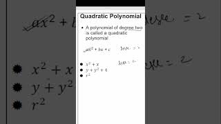 Quadratic Polynomial  POLYNOMIAL  CLASS 9  9th  exam basicmath education mathematics maths [upl. by Eed]