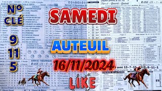 programme quinté analyse et pronostics  AUTEUIL  SAMEDI 16112024 [upl. by Bandeen995]