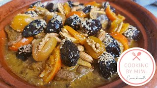 Recette traditionnelle Tajine de viande aux pruneaux abricots secs et amandes😋 [upl. by Redvers874]