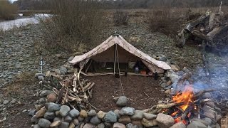 SOLO WINTER BEACH CAMP UNDER CANVAS COLD amp WET [upl. by Jocelyne507]