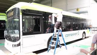 Timelapse van bestikkering nieuwe elektrische Ebusco bus voor Haarlem IJmond Transdev NL Connexxion [upl. by Eveneg]