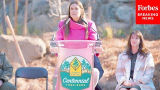 Arkansas Gov Sarah Huckabee Sanders Speaks At Opening Of New Visitor Center In State Park [upl. by Hennebery]