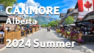 CANMORE Canada  Downtown Walking Tour 2024 summer 4K  The Canadian Rockies Alberta [upl. by Oiretule]