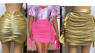 ruched skirt tutorial  cutting and sewing pleated skirtgathered skirt  not really for beginners [upl. by Allveta]