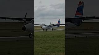 Scilly Skybus GISSG DHC6 Twin Otter vacating the runway 34 at Lands End Airport [upl. by Chaffee]